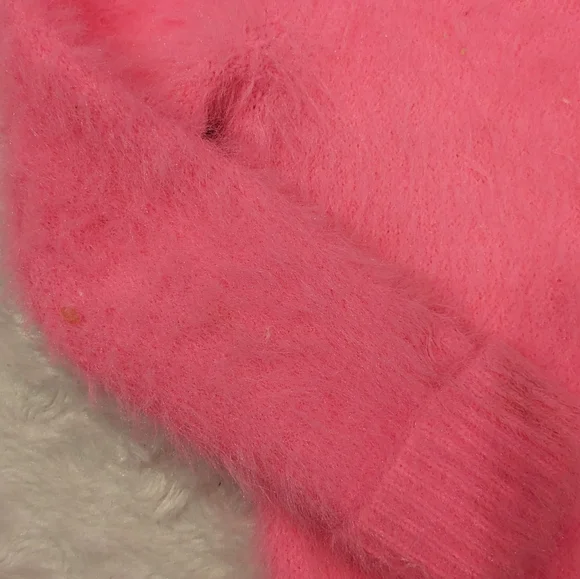 H&M neon pink fuzzy sweater girl - Picture 2 of 3